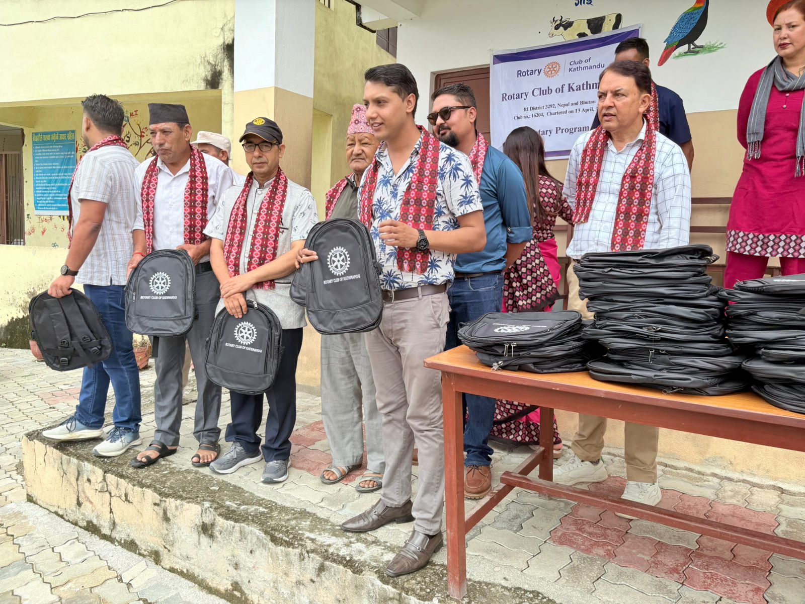 Rotary Club of Kathmandu Distributes School Bags to the Students of Shree Viniyak Saraswoti Basic School